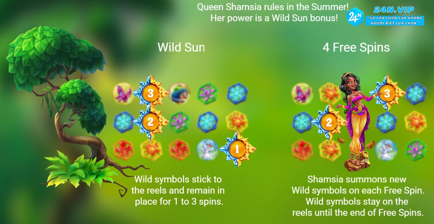 Shamsia – Nữ hoàng mùa hè trò chơi slot game Season Sister trên nhà cái 24N Casino